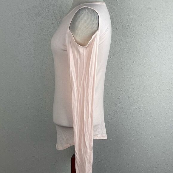EUC Mudd Womens Pink/Peach Peekaboo/Cold Shoulders Long Sleeve Shirt Size L - Picture 2 of 5